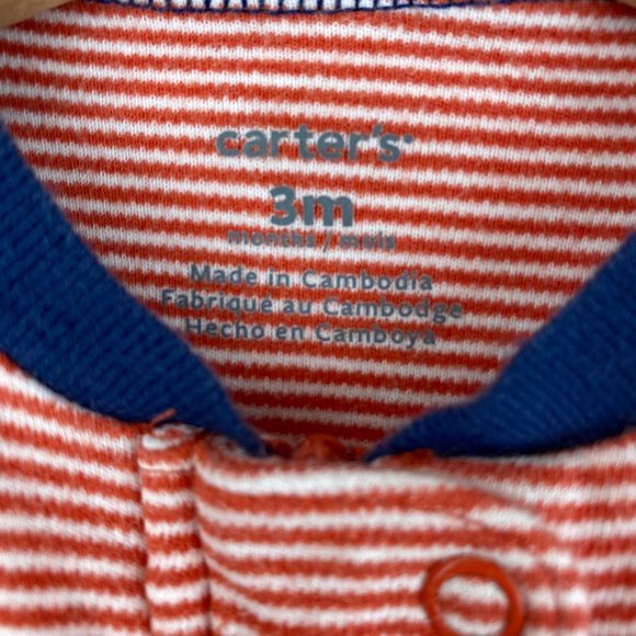 Carter's set of 3 Long Sleeve Bodysuit Red, Blue, White 3 Months - Picture 11 of 13